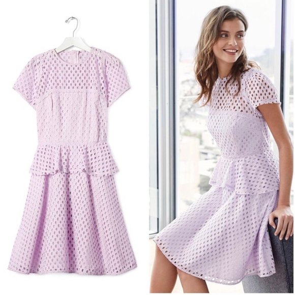 Banana Republic Dresses & Skirts - Banana Republic Geo Eyet Lace Peplum Dress in Lilac